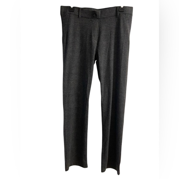 Betabrand trousers plaid charcoal gray straight leg slip on Medium - Picture 2 of 9